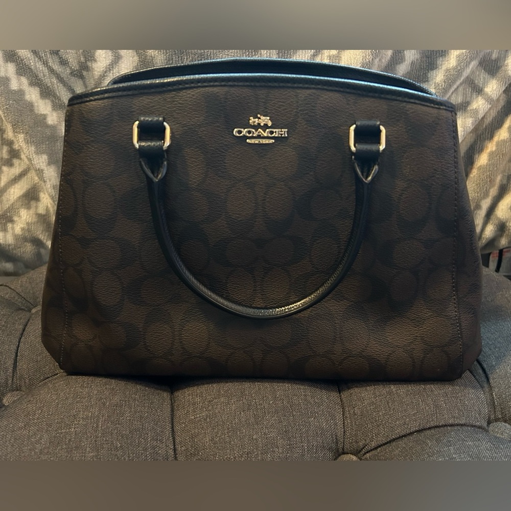 COACH Margot Carryall Signature Purse brown/black